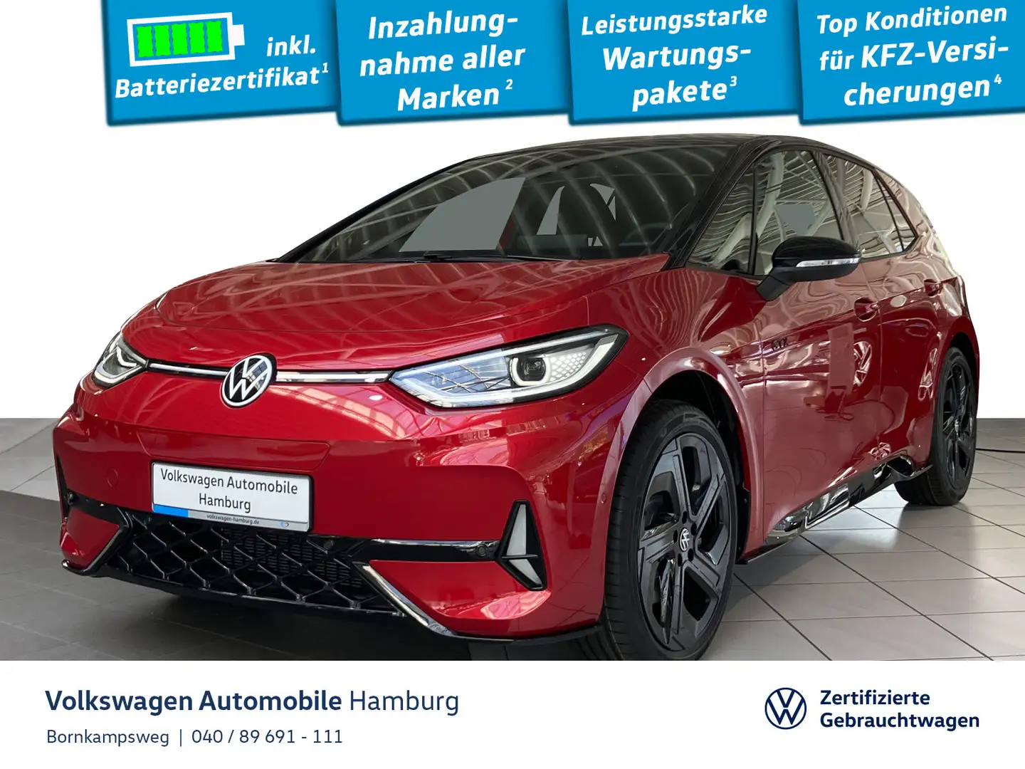 Volkswagen ID.3 GTX 286 PS / 79 kW AHK Navi Rear View Rojo - 1