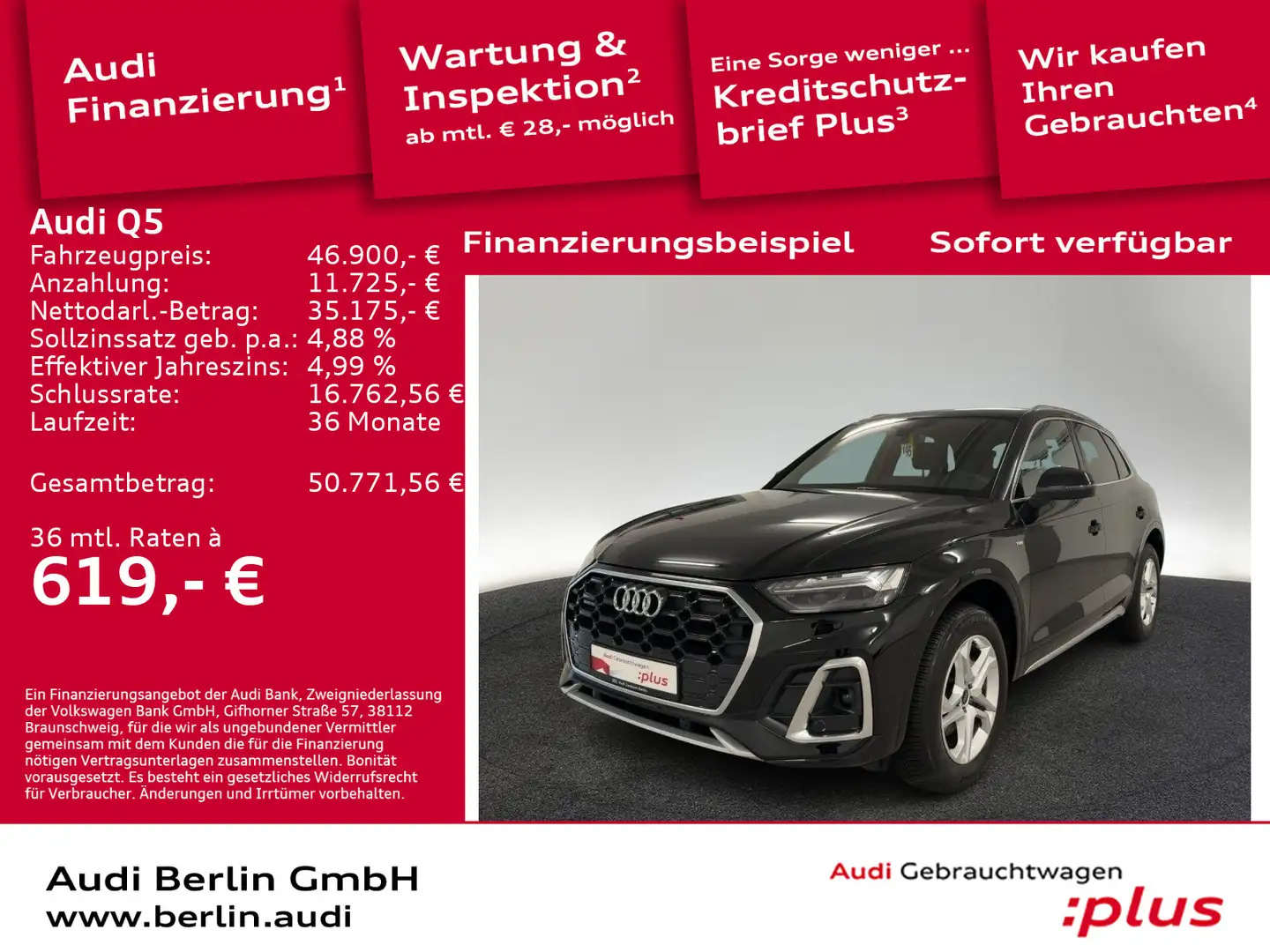 Audi Q5 S line 40 TFSI qu.S tr. MATRIX NAVI B&O PDC Schwarz - 1