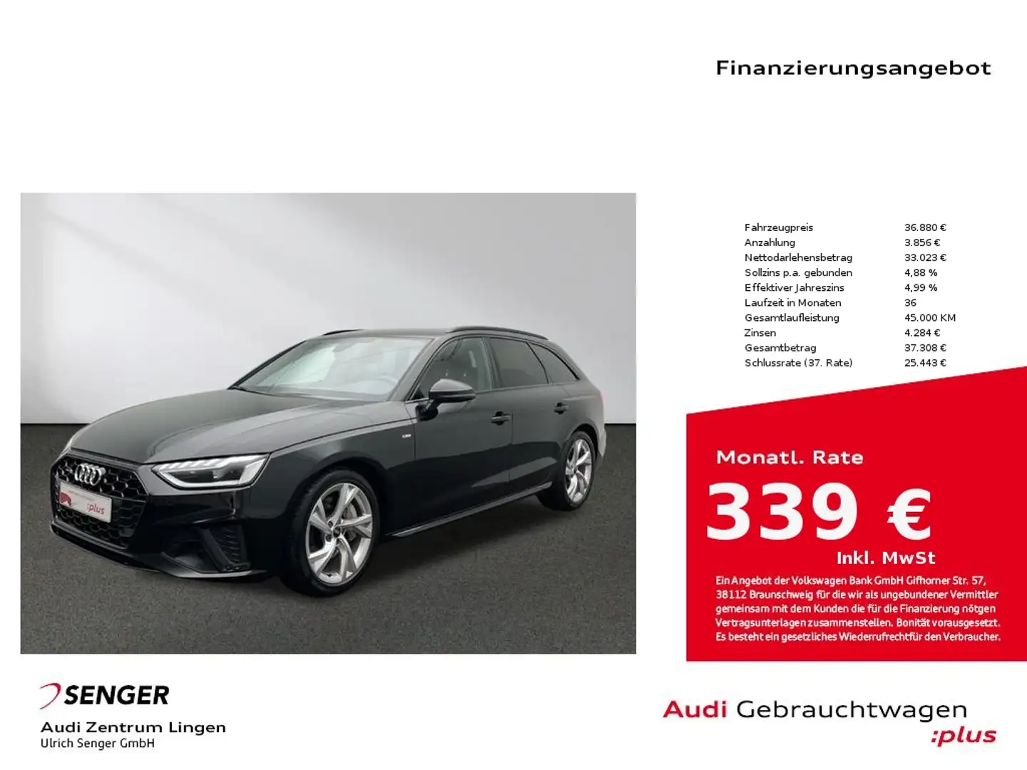 Audi A4 Avant S line 45 TFSI quattro MMI LED AHK Schwarz - 1