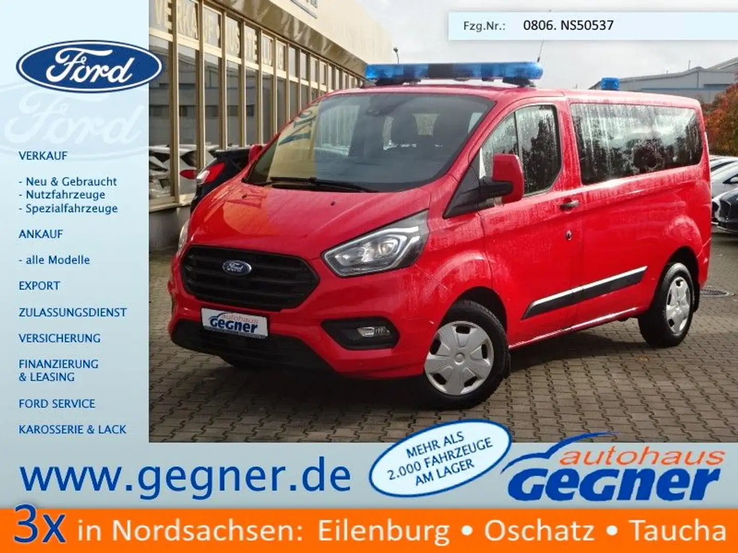 Ford Transit Custom Kasten 320 L1 Trend MTW Feuerwehr Rot - 1
