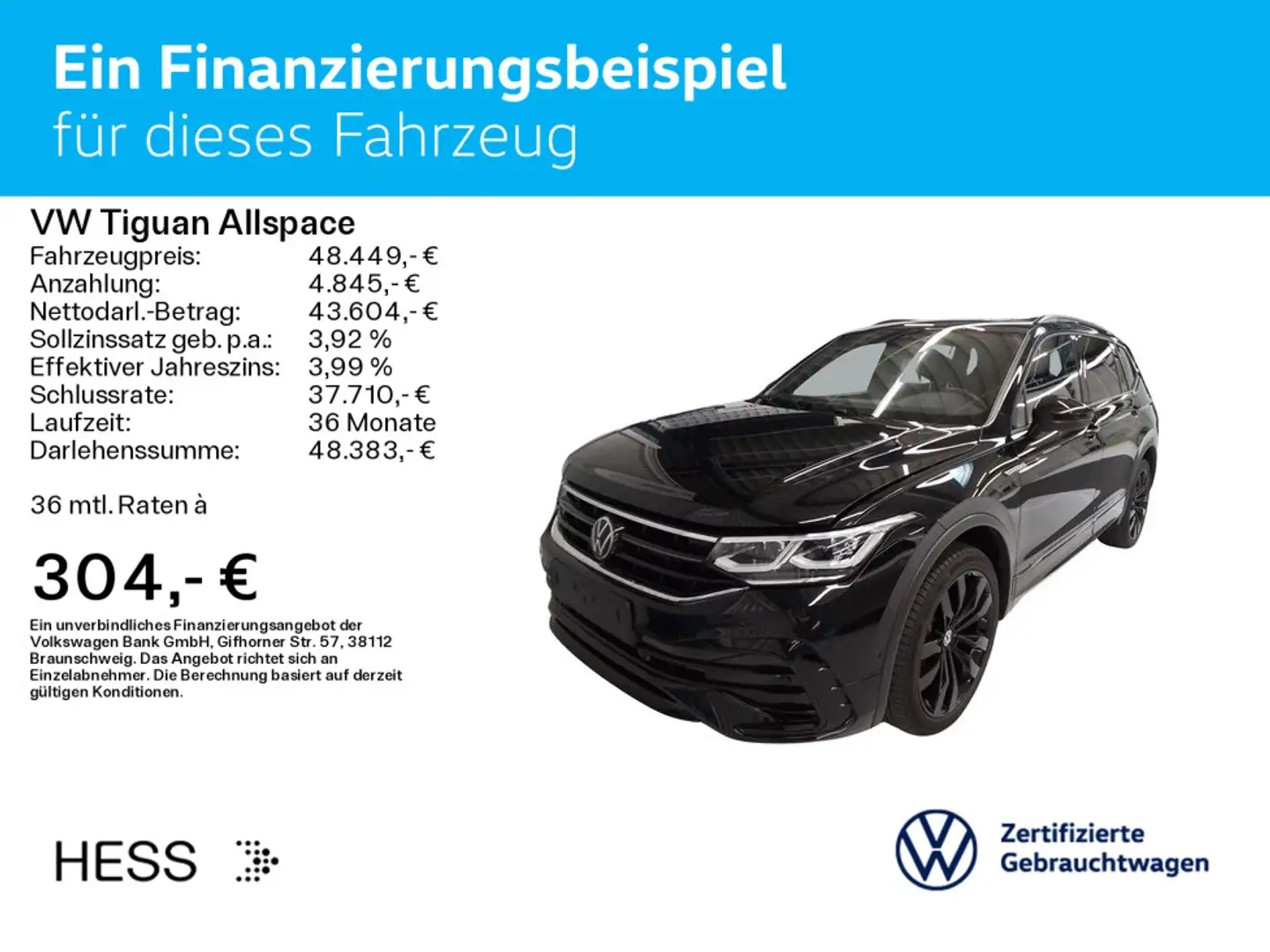 Volkswagen Tiguan Allspace 2.0 TDI 4M DSG R-LINE-BLACK-SYTL Schwarz - 2