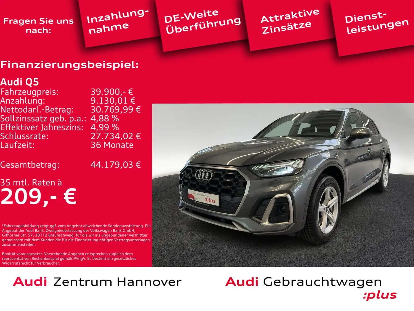Audi Q5 55 TFSIe quattro S line Matrix Navi ACC virtu Gris - 1