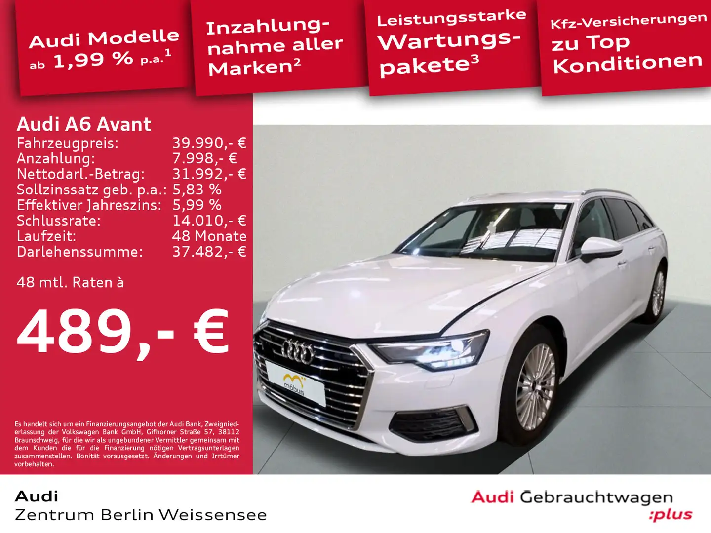 Audi A6 40 TDI S-TRO*QUA*LED*GJR*RFK*AHK*NAVI** Blanco - 1
