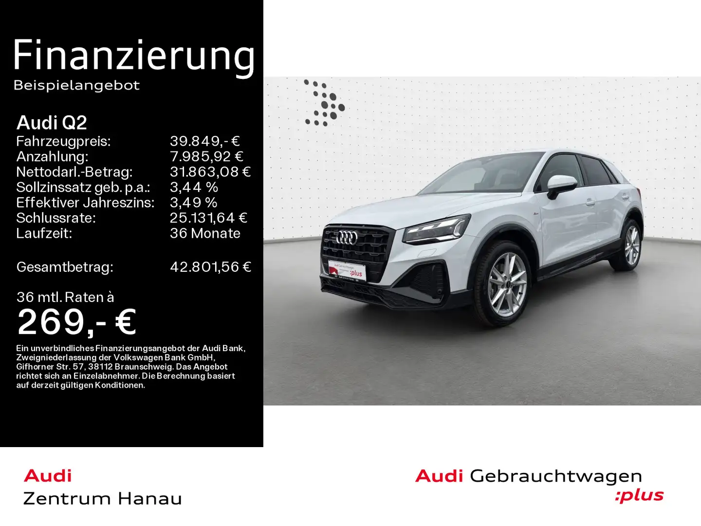 Audi Q2 40 TFSI quattro S-LINE*AHK*LEDER*KAMERA*MATRI Weiß - 1