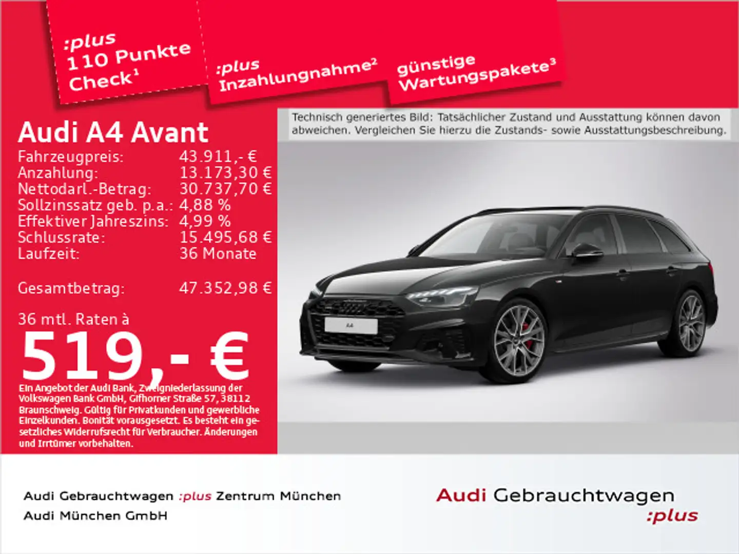 Audi A4 45 TFSI qu. S tronic S line Competition Schwarz - 1