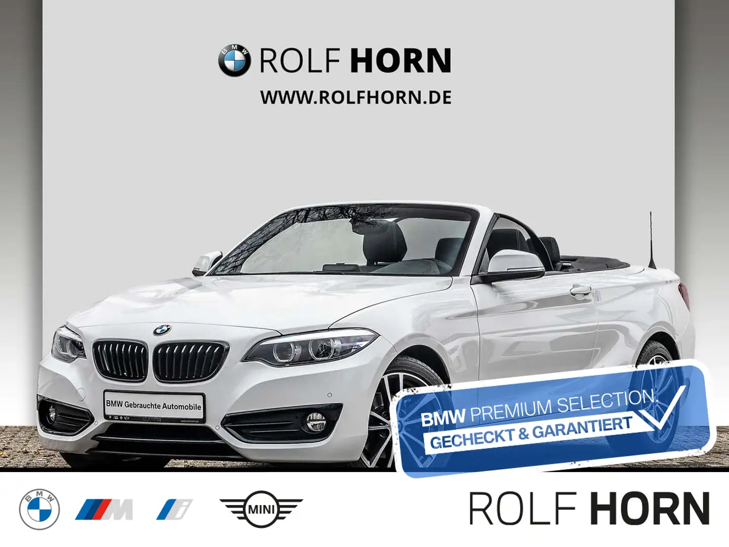 BMW 218 i Cabrio Sport Line Navi PDC Sitzhz LED Klima Weiß - 1