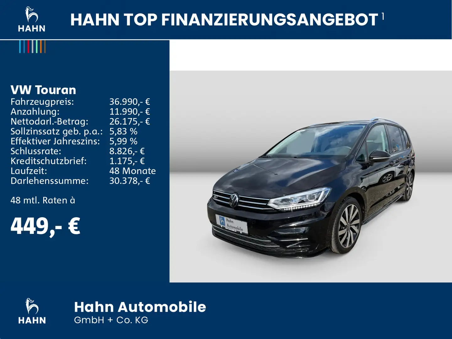 Volkswagen Touran 1.5TSI Move DSG 7-Sitzer AHK CAM LED Virt Schwarz - 2