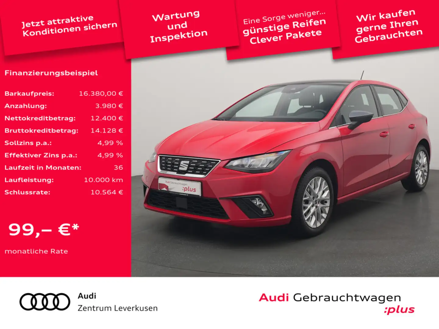SEAT Ibiza Xcellence PANO CARPLAY AHK PDC PORT NAV Rot - 1
