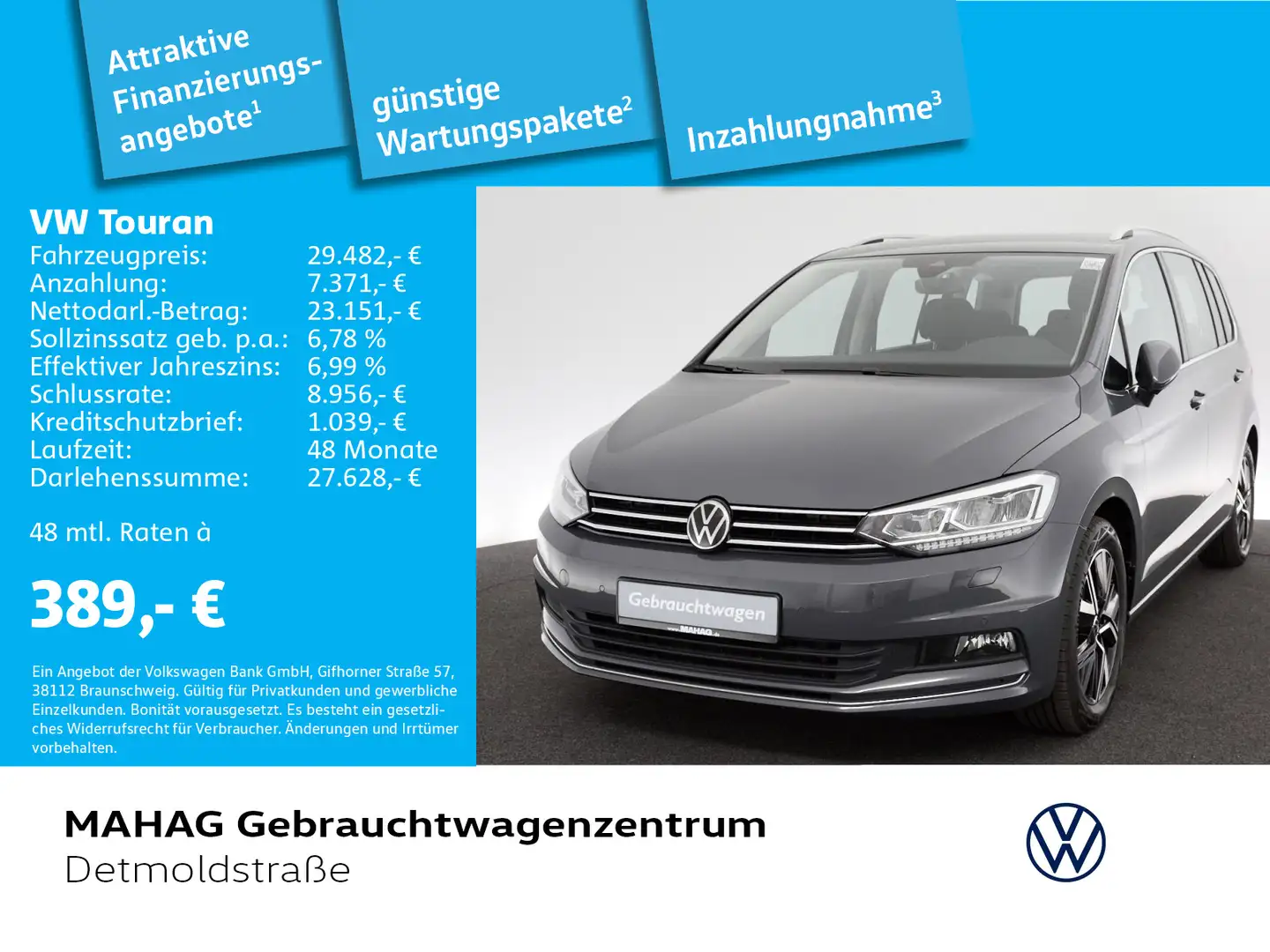 Volkswagen Touran 1.5 TSI Highline 7-Sitzer Navi LED Kamera Gris - 1