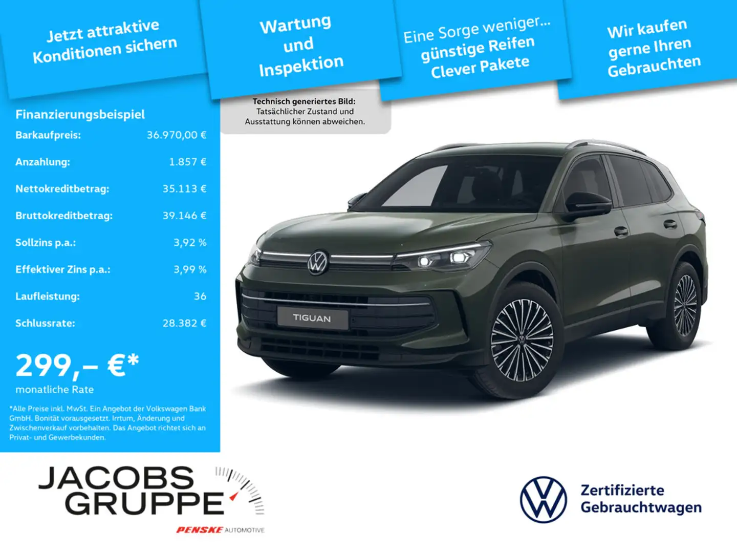 Volkswagen Tiguan 1.5 eTSI Goal AHK*360°*IQ*Navi*SHZ Grün - 1