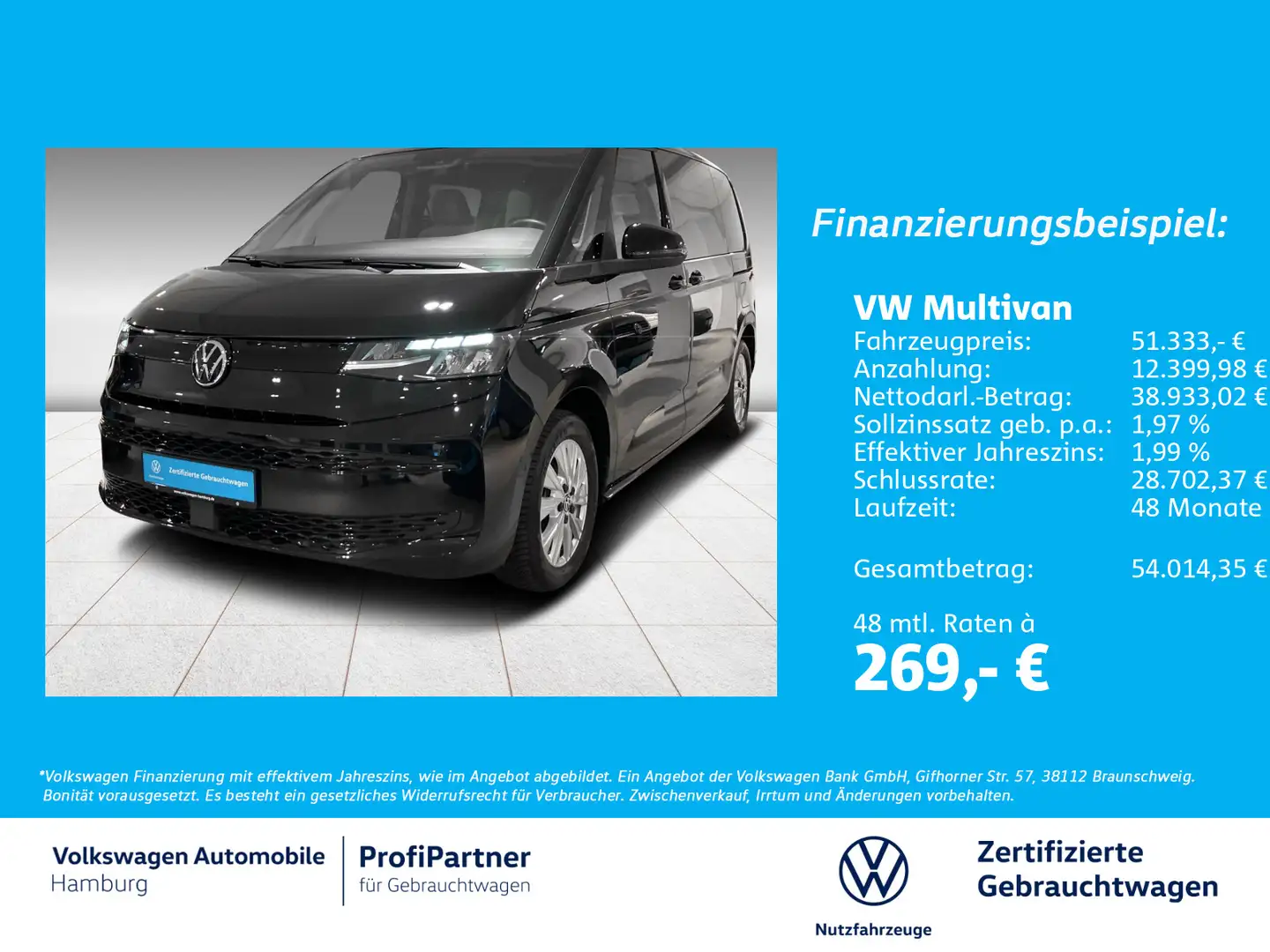 Volkswagen T7 Multivan 2.0 TDI DSG AHK Navi LED Kamera ACC Schwarz - 1