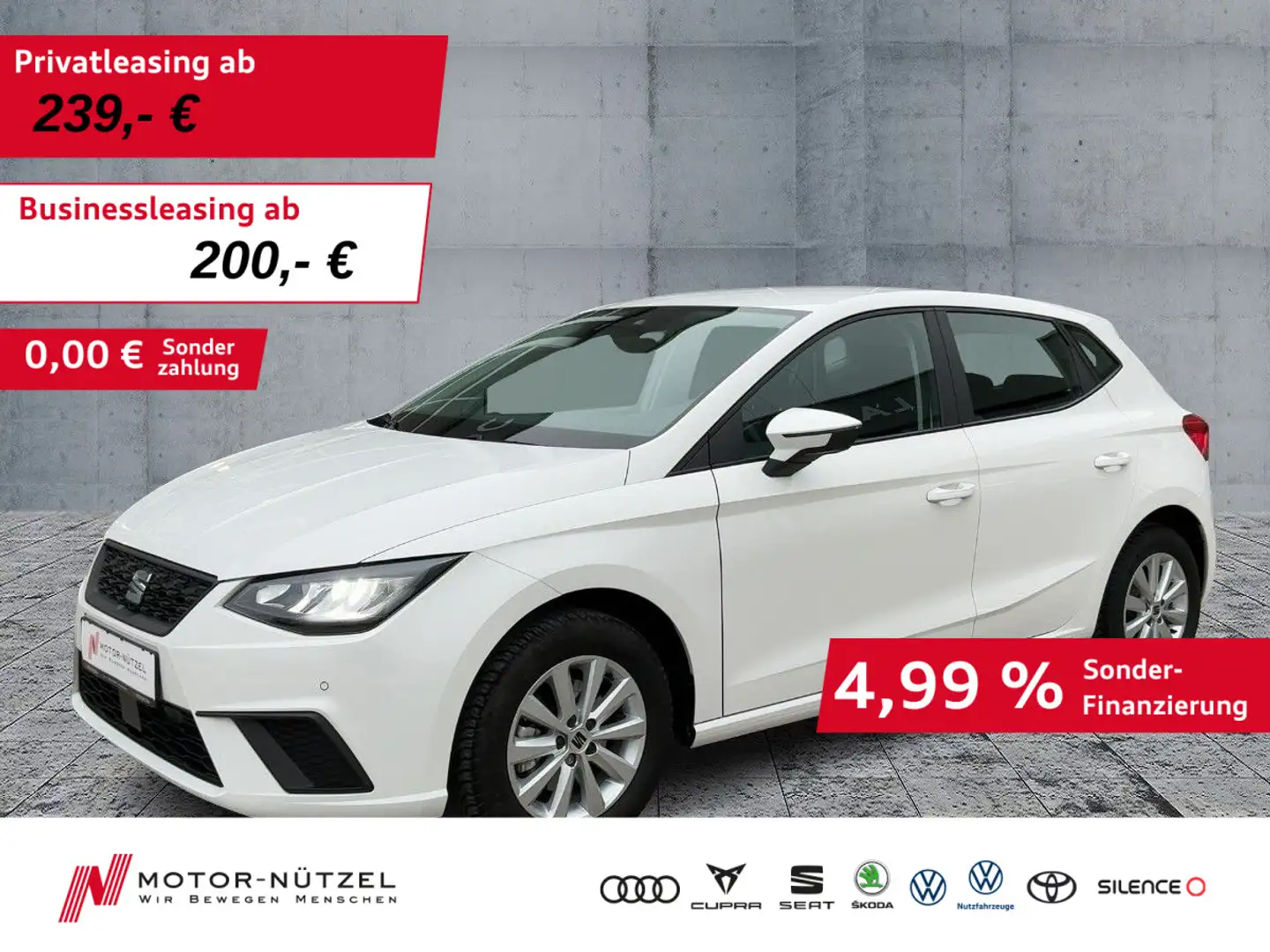 SEAT Ibiza 1.0 TSI STYLE LED+NAVI+APP+GRA+SHZ+PDC+RFK Weiß - 1