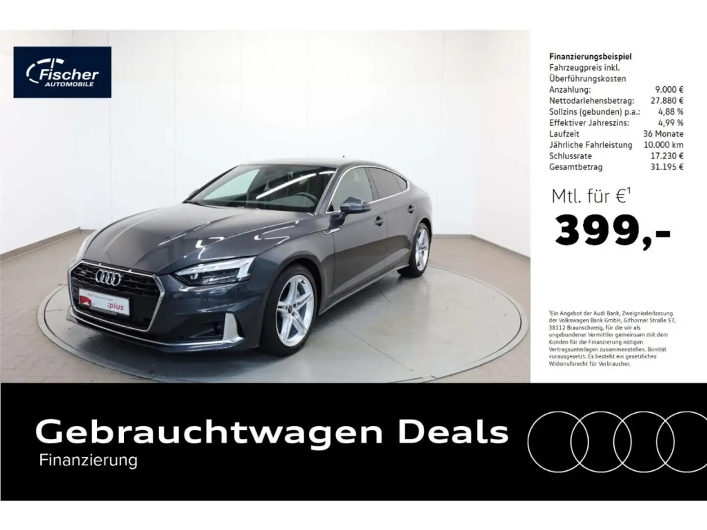 Audi A5 Sportback 40 TDI quattro advanced Gris - 1