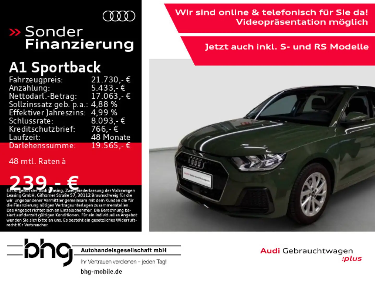 Audi A1 25TFSI S tronic advanced vvirtualC. Grün - 1