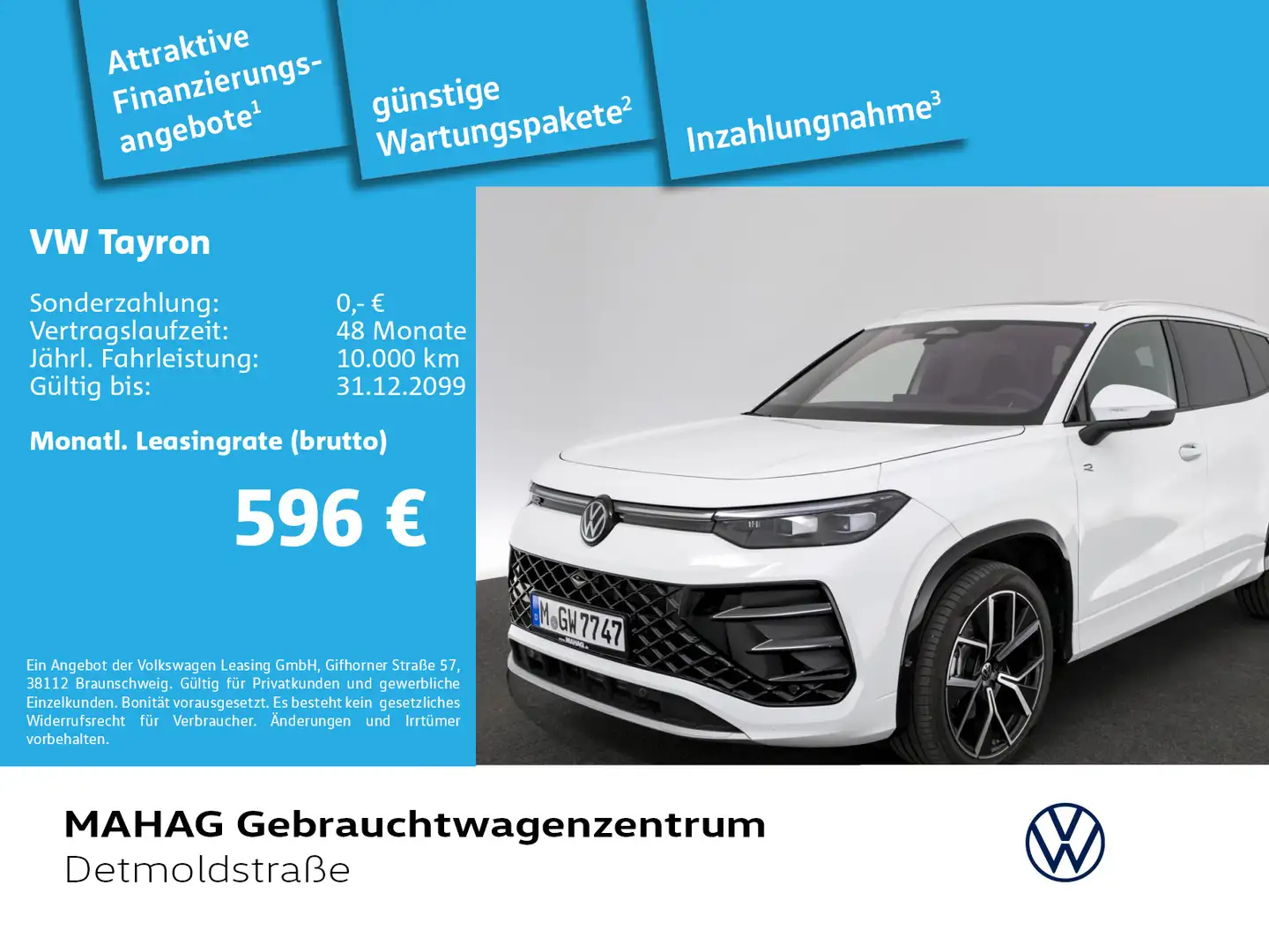 Volkswagen Tayron 2.0 TDI 4 Mot R-Line AHK IQ.Light IQ.Driv Weiß - 1