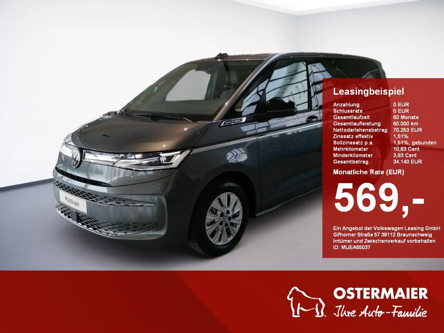 Volkswagen T7 Multivan Style KÜ 2.0TDI 150PS DSG 5J-GARANTIE,MATRIX-LED,N Grau - 1