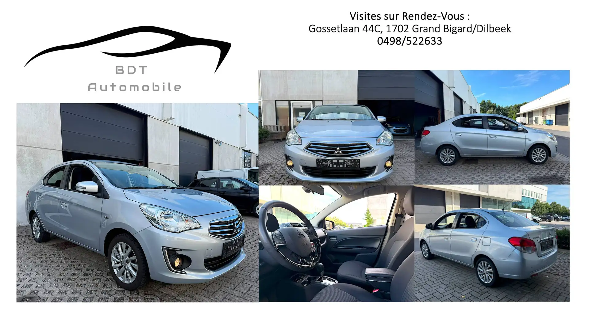 Mitsubishi Attrage 1.2i Boite Auto 1er Prop Carnet Airco Jtes Alu Cruise Control Capteurs de recul Bluethoot Cruise * Garantie 12 Mois* Silber - 1