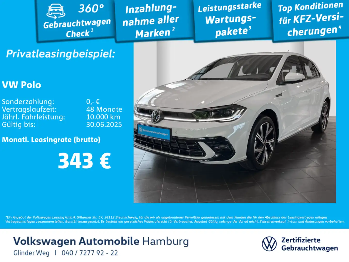 Volkswagen Polo 1.0 TSI DSG R-Line AppConnect Rückfarkamera Weiß - 1