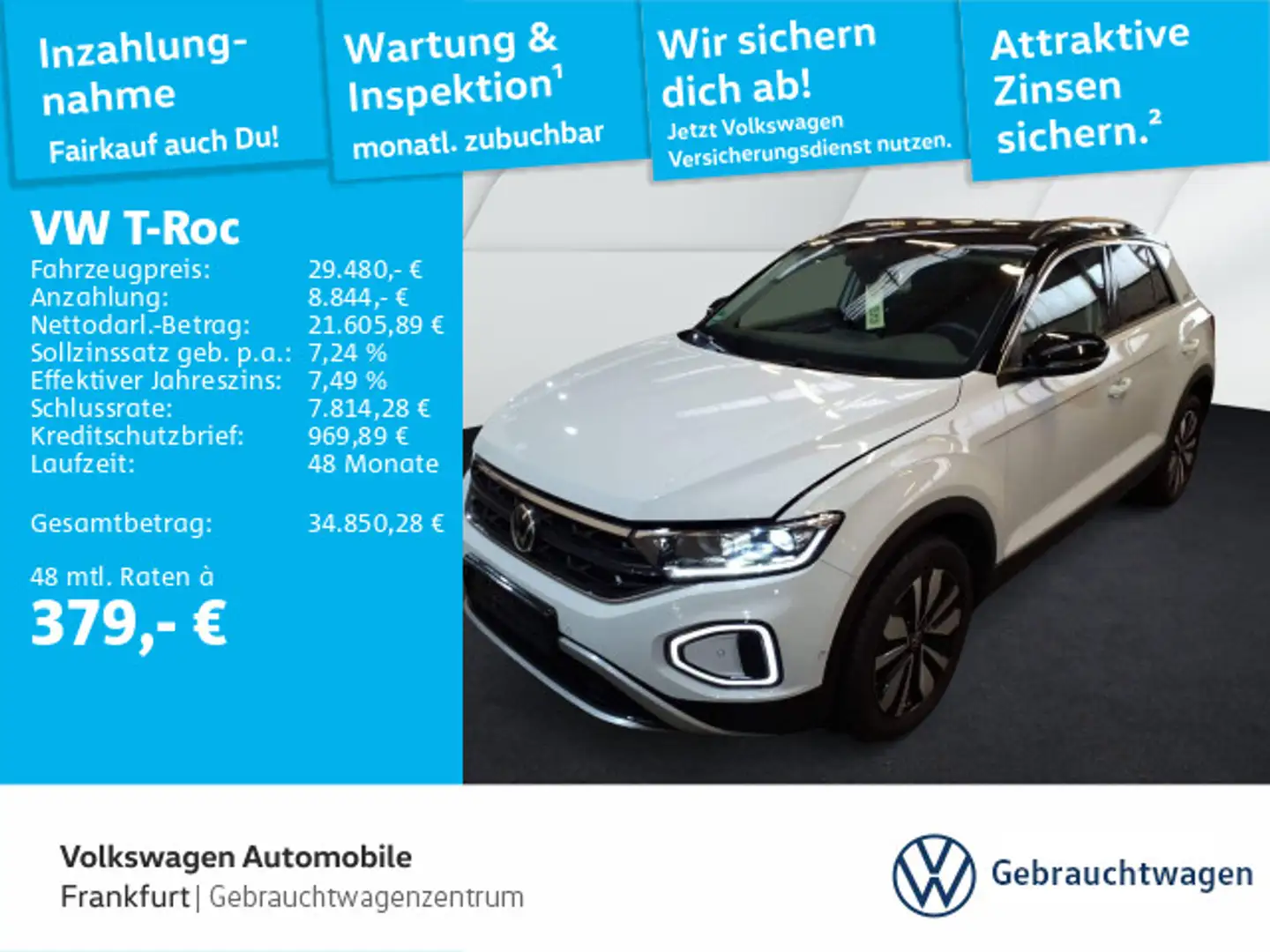Volkswagen T-Roc 2.0 TDI DSG Goal Navi LEDPlus DAB+ FrontAs Weiß - 1