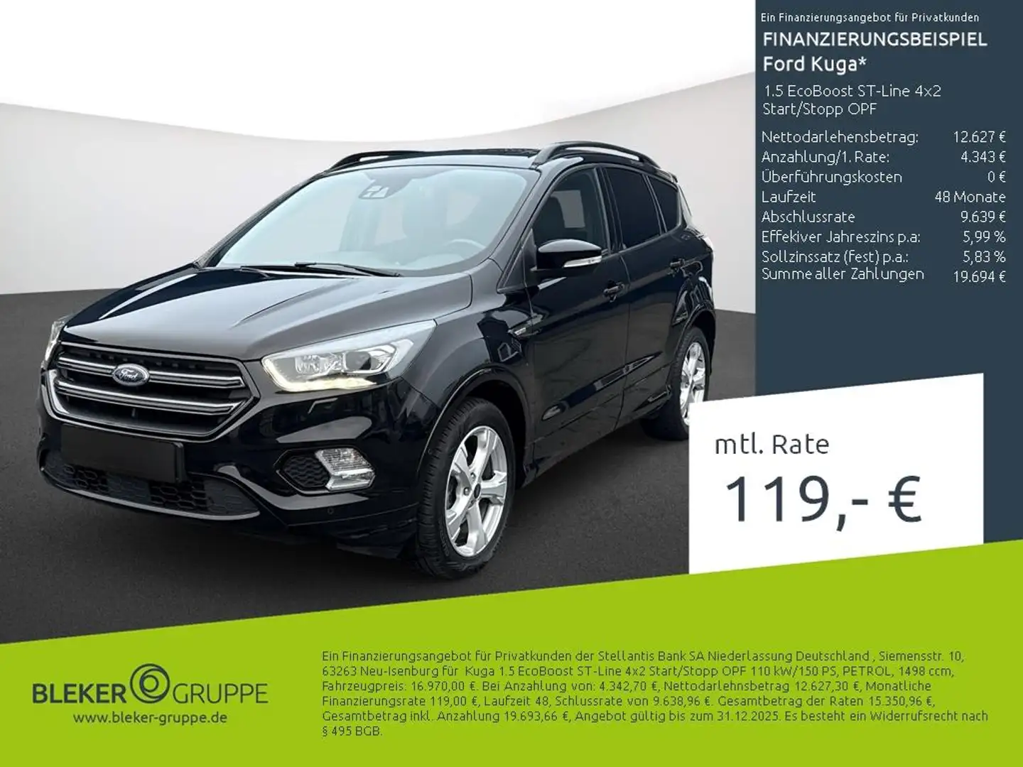 Ford Kuga 1.5 EcoBoost ST-Line 4x2 Start/Stopp OPF Noir - 1