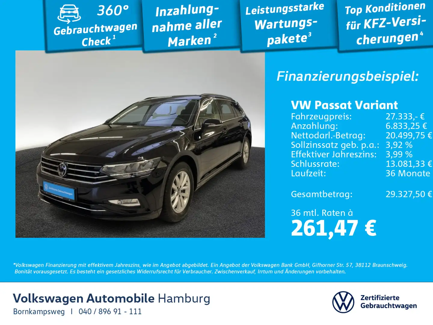 Volkswagen Passat Variant 1.5 TSI Business DSG Navi Kamera Schwarz - 1