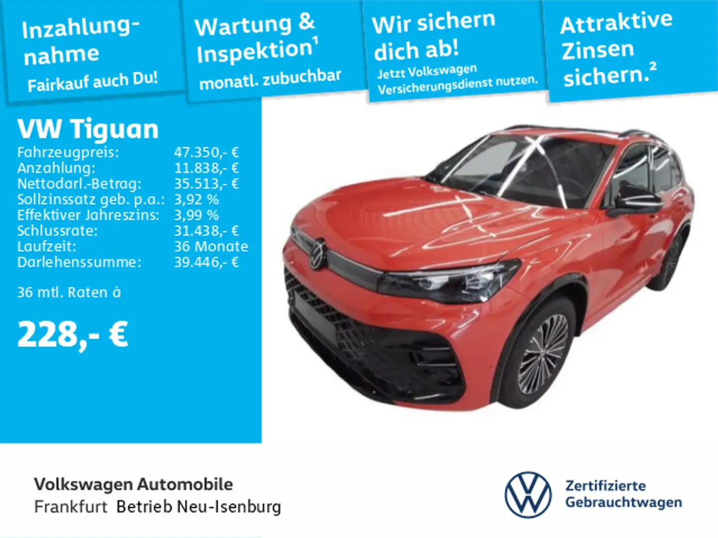 Volkswagen Tiguan 2.0 TDI DSG R-Line 4Motion Navi AHK "IQ.L Rot - 1