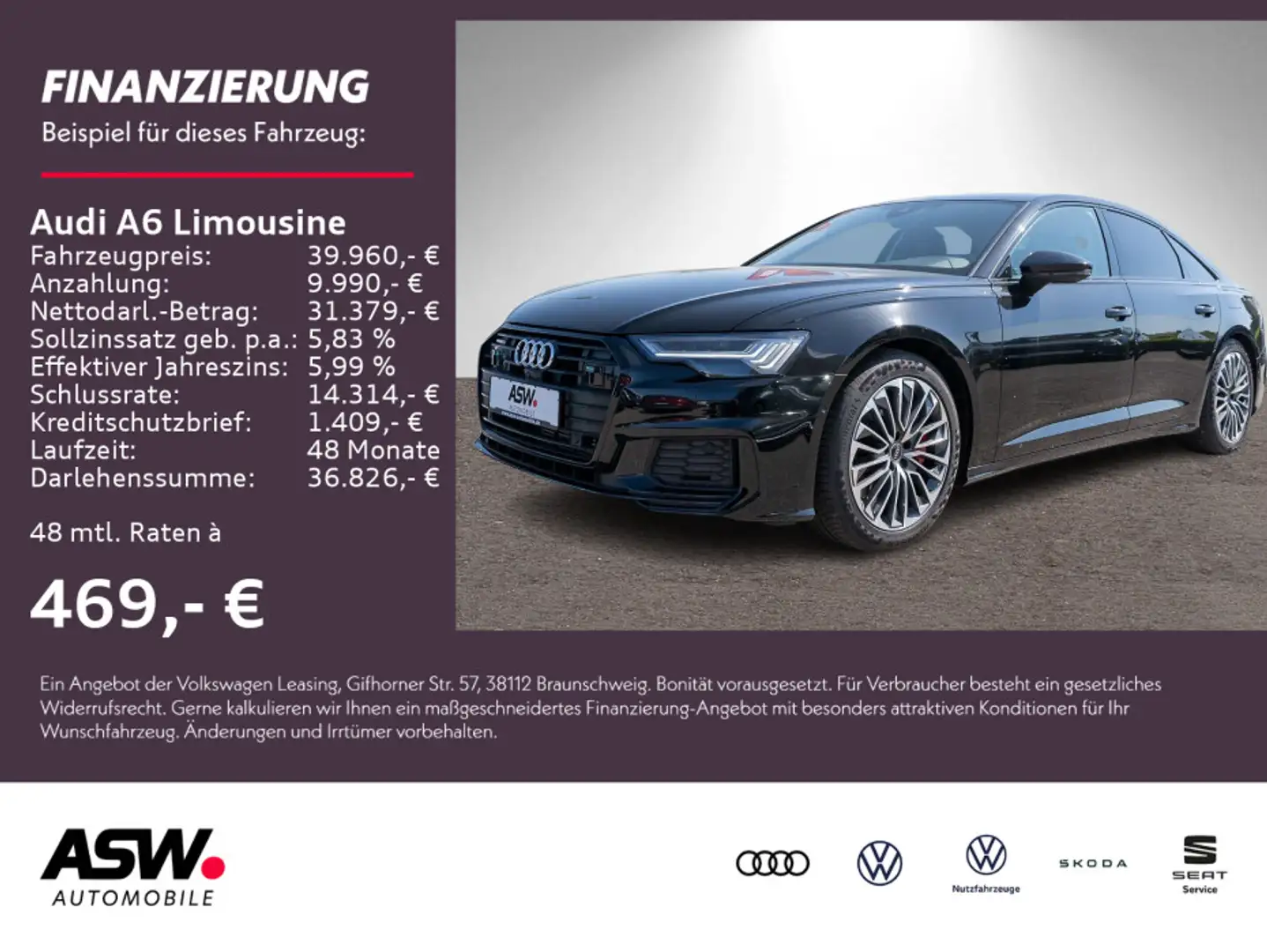Audi A6 S line 55TFSI e quattro Navi Matrix Schwarz - 1