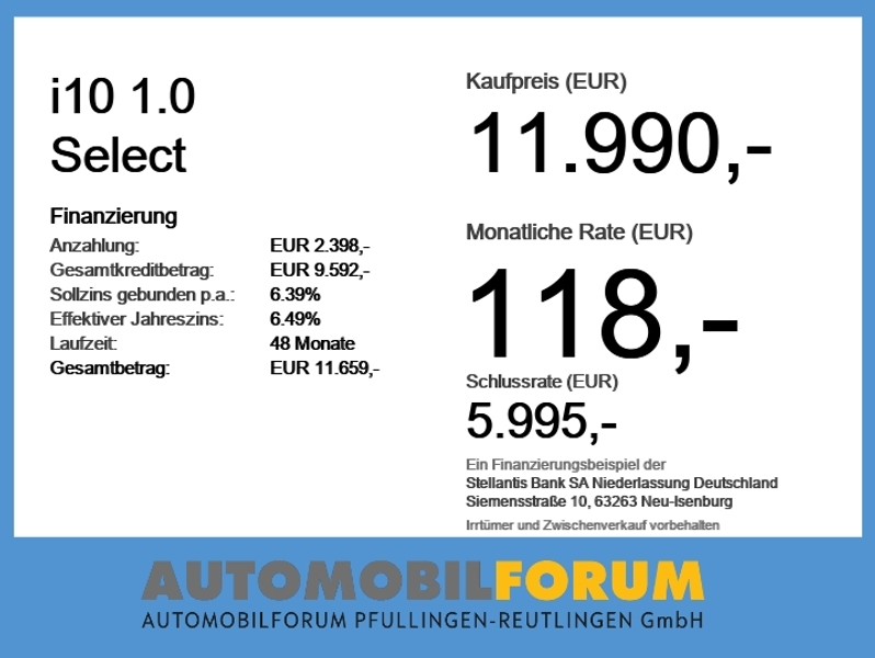 Hyundai i10 1.0 Select DynLicht Fernlichtass. PDC SHZ — photo 4