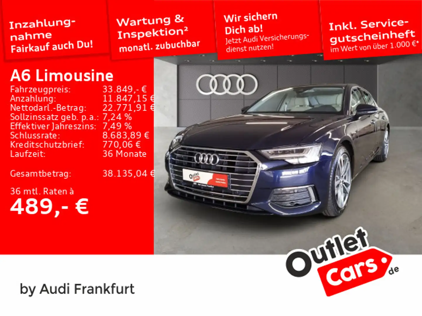 Audi A6 55 TFSI quattro S tronic design S l Blau - 1