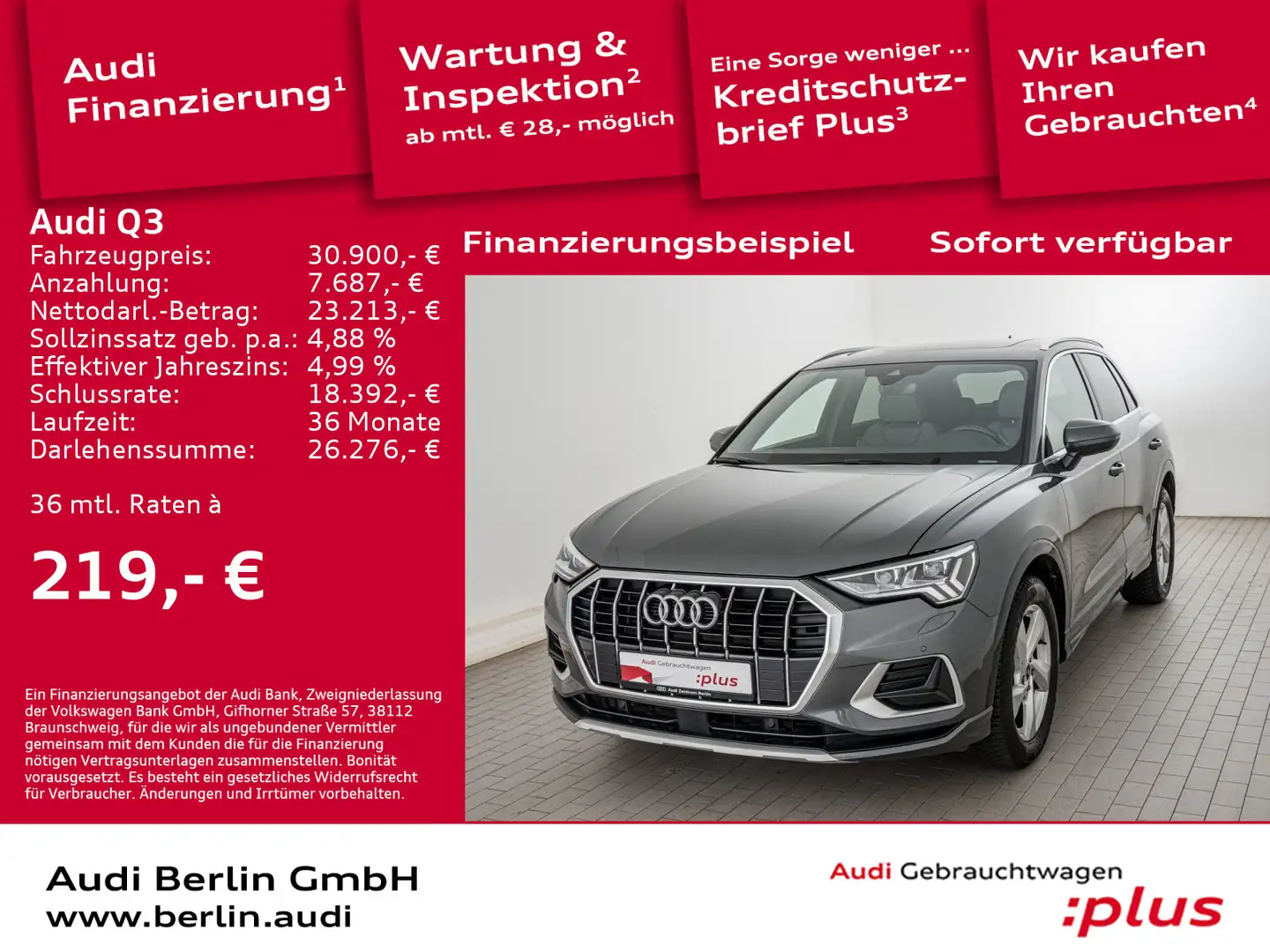 Audi Q3 advanced 35 TFSI S tr. MATRIX RFK PDC NAVI Grigio - 1