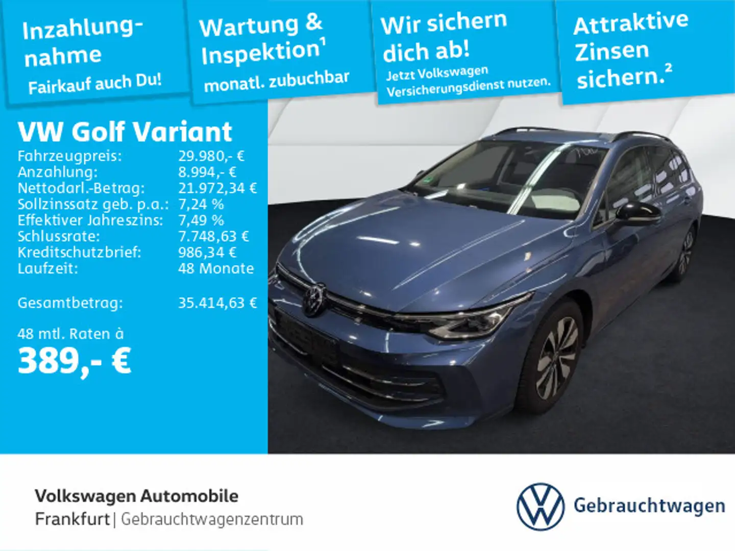 Volkswagen Golf Variant Golf VIII Variant 2.0 TDI DSG Goal DAB+ IQLight Blau - 1