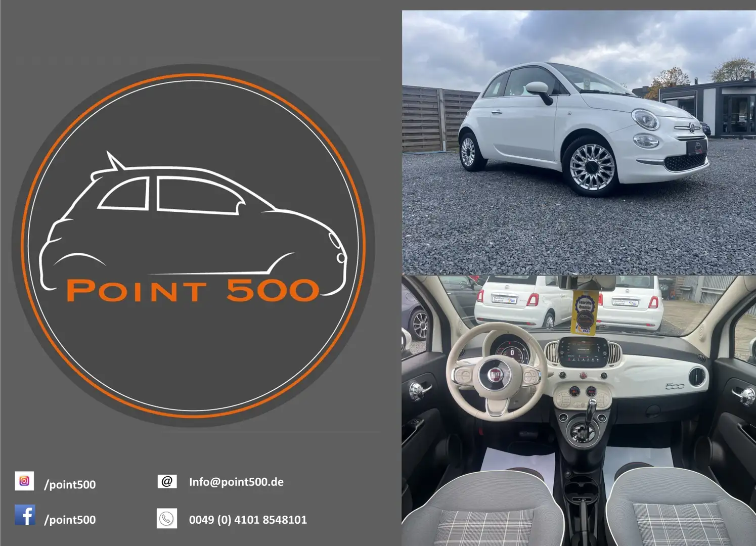 Fiat 500 AUTOMATIK PANO PDC RIESENAUSWAHL AN FIAT500! Weiß - 1