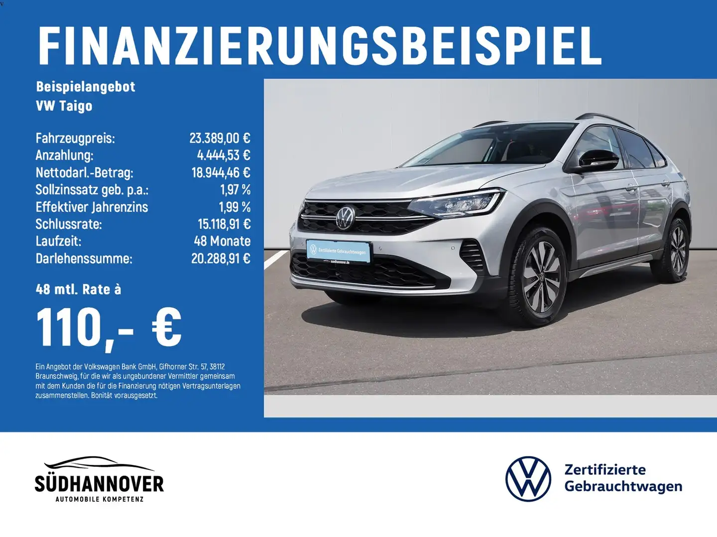 Volkswagen Taigo Goal 1.0 TSI AHK+NAVI+LED+SHZ+PDC+KAMERA Silber - 2
