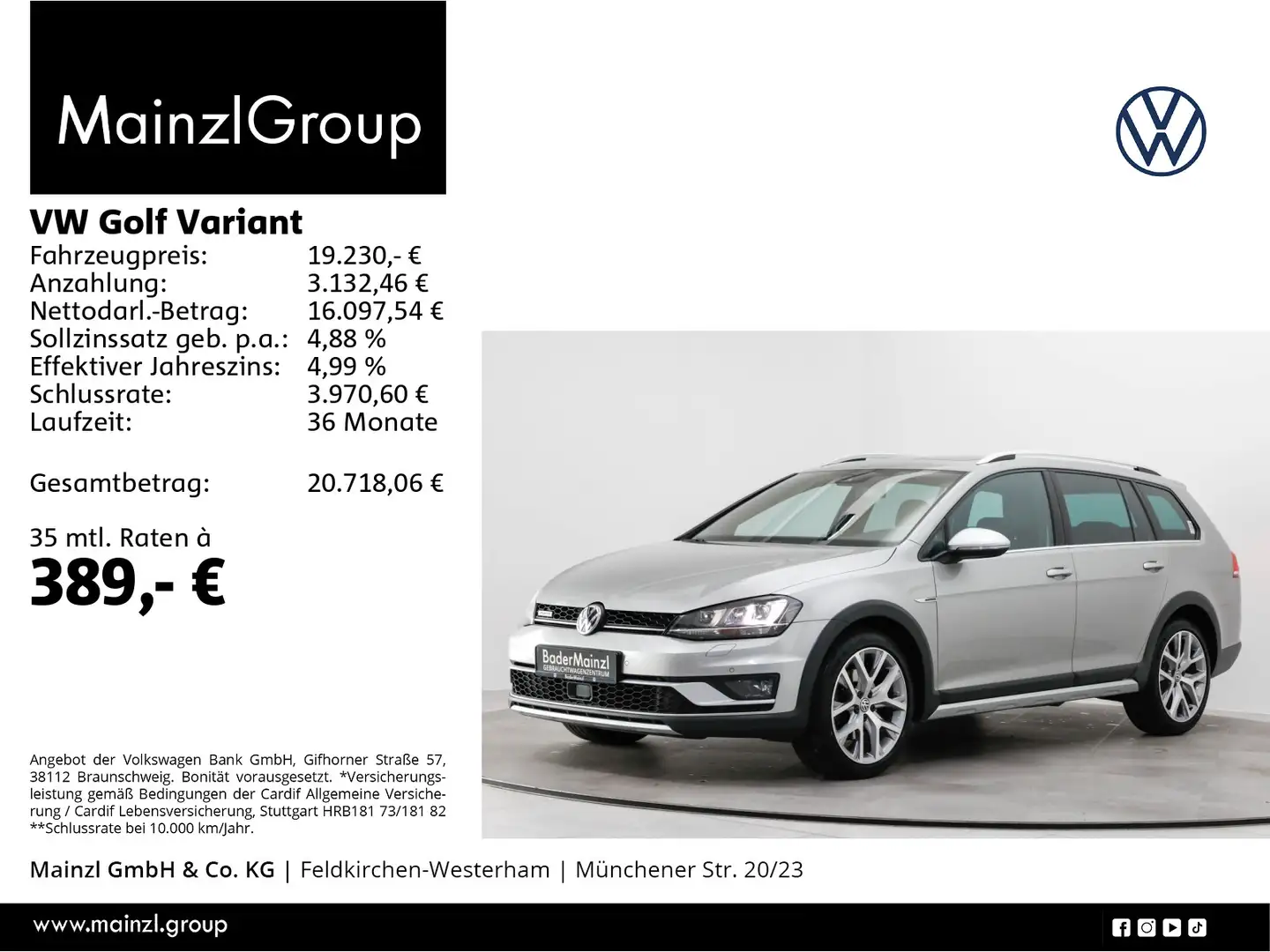 Volkswagen Golf Variant Alltrack 2.0 TDI 4M DSG Stdhz Pano Silber - 1