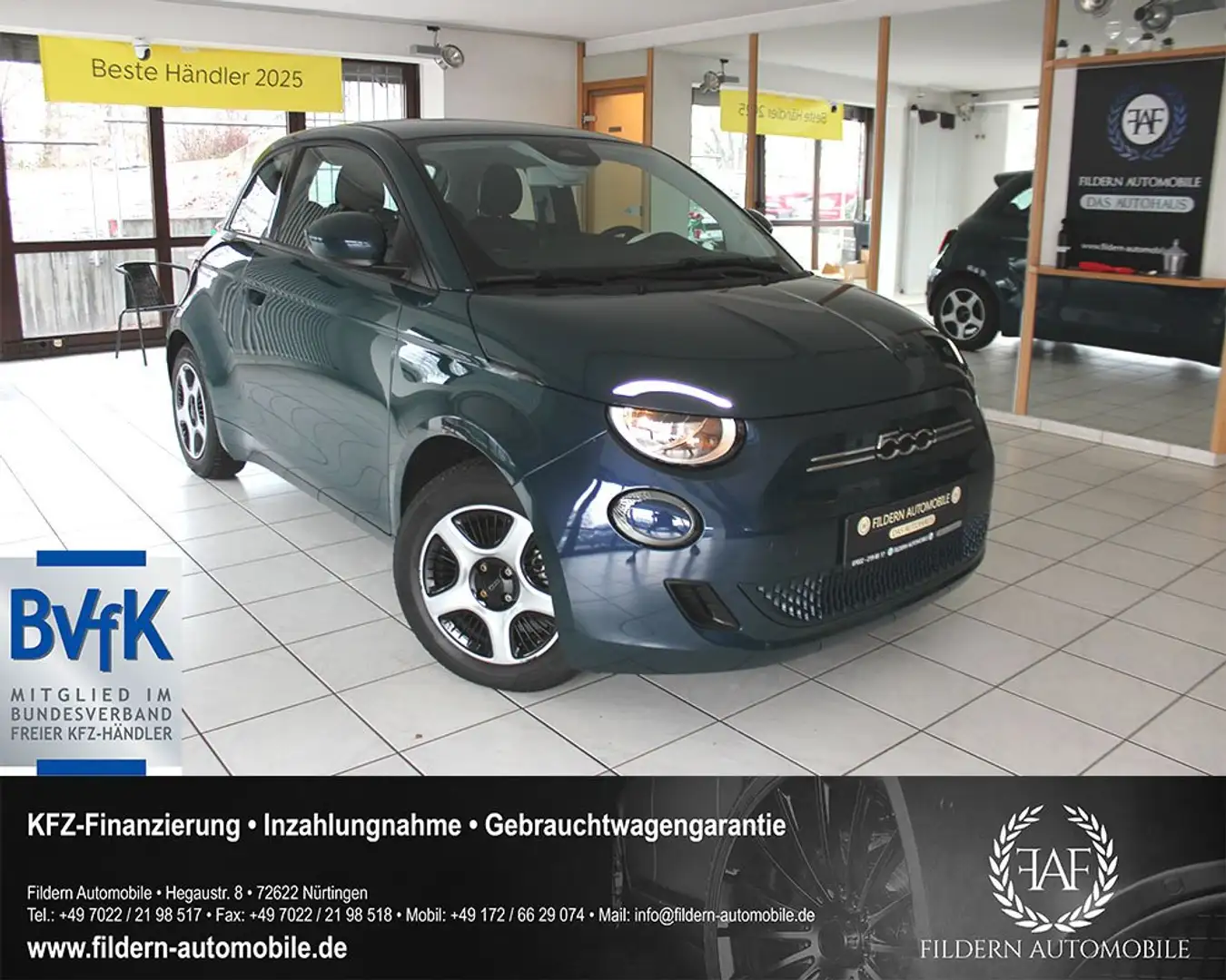 Fiat 500e e Action 23,8kWh*LED*KLIMA*DISPLAY*SPURHALTE* Grün - 1