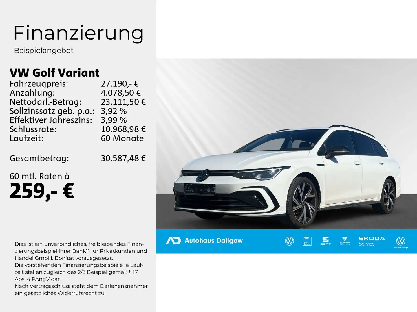 Volkswagen Golf Variant "R-Line" 1.5 eTSI DSG+ACC+Navigat.+ Weiß - 2