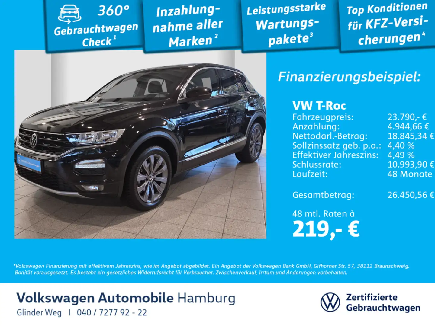 Volkswagen T-Roc 1.5 TSI Sport 6-Gang AHK Navi Ganzjahresre Schwarz - 1
