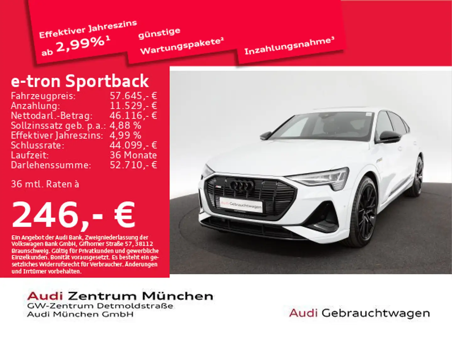 Audi e-tron 55 qu. 2x S line Pano/AHK/B&O/M Weiß - 1