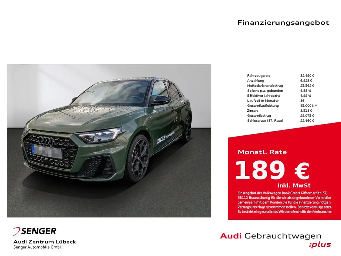 Audi A1 Sportback S line 35 TFSI Navi Kamera Grün - 1