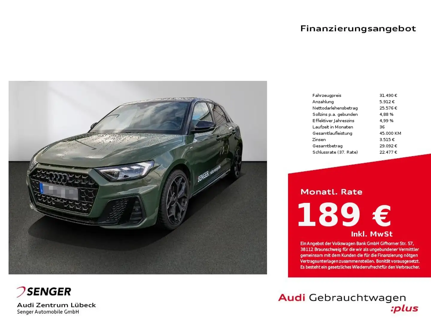 Audi A1 Sportback S line 35 TFSI Navi Kamera Vert - 1