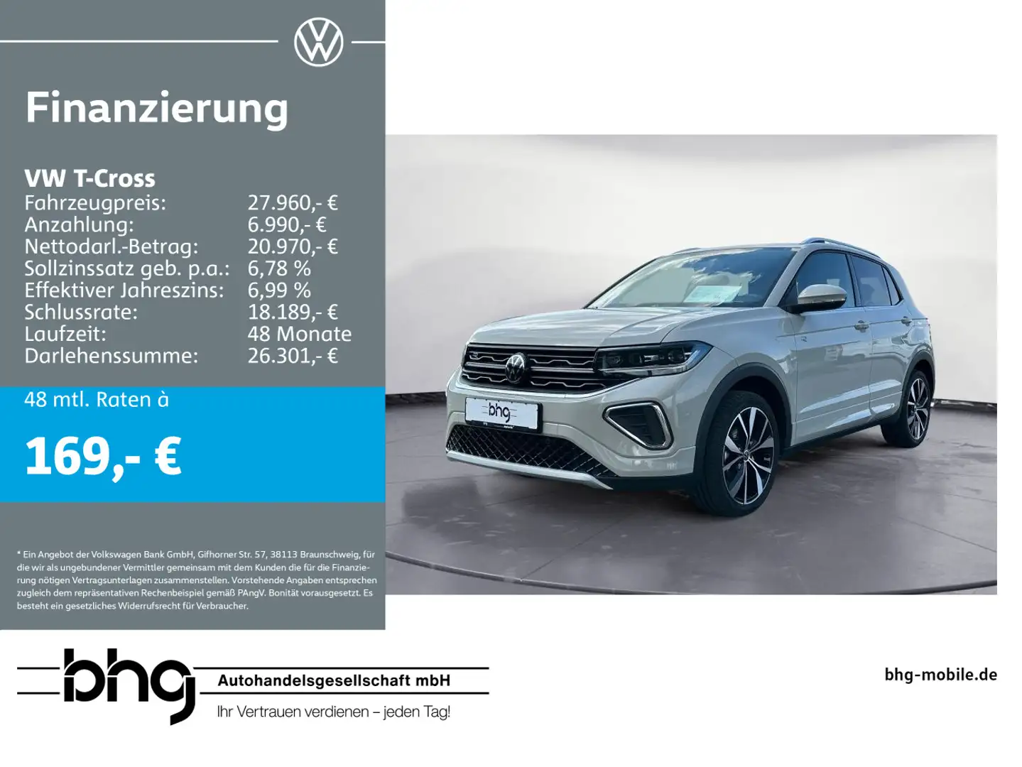 Volkswagen T-Cross 1.5 TSI R-Line DSG ACC PDC IQ:LIGHT KAME Grau - 1