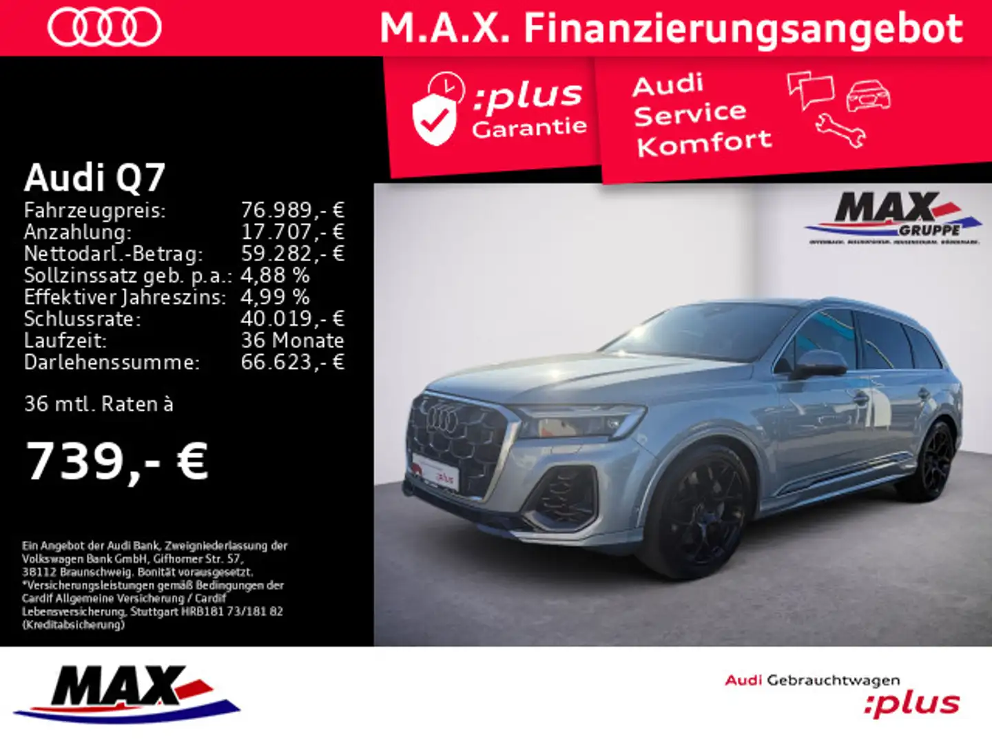 Audi Q7 55 TFSI e QUAT S LINE MATRIX+LUFT+PANO+AHK+VC Silber - 1