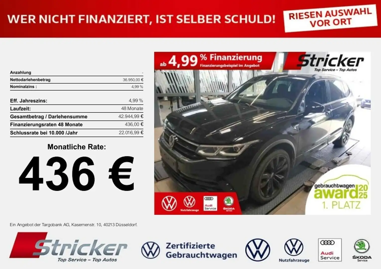 Volkswagen Tiguan Allspace R-Line Black Style 2.0TSI DSG 4M 436,-ohne Anzahl Schwarz - 1