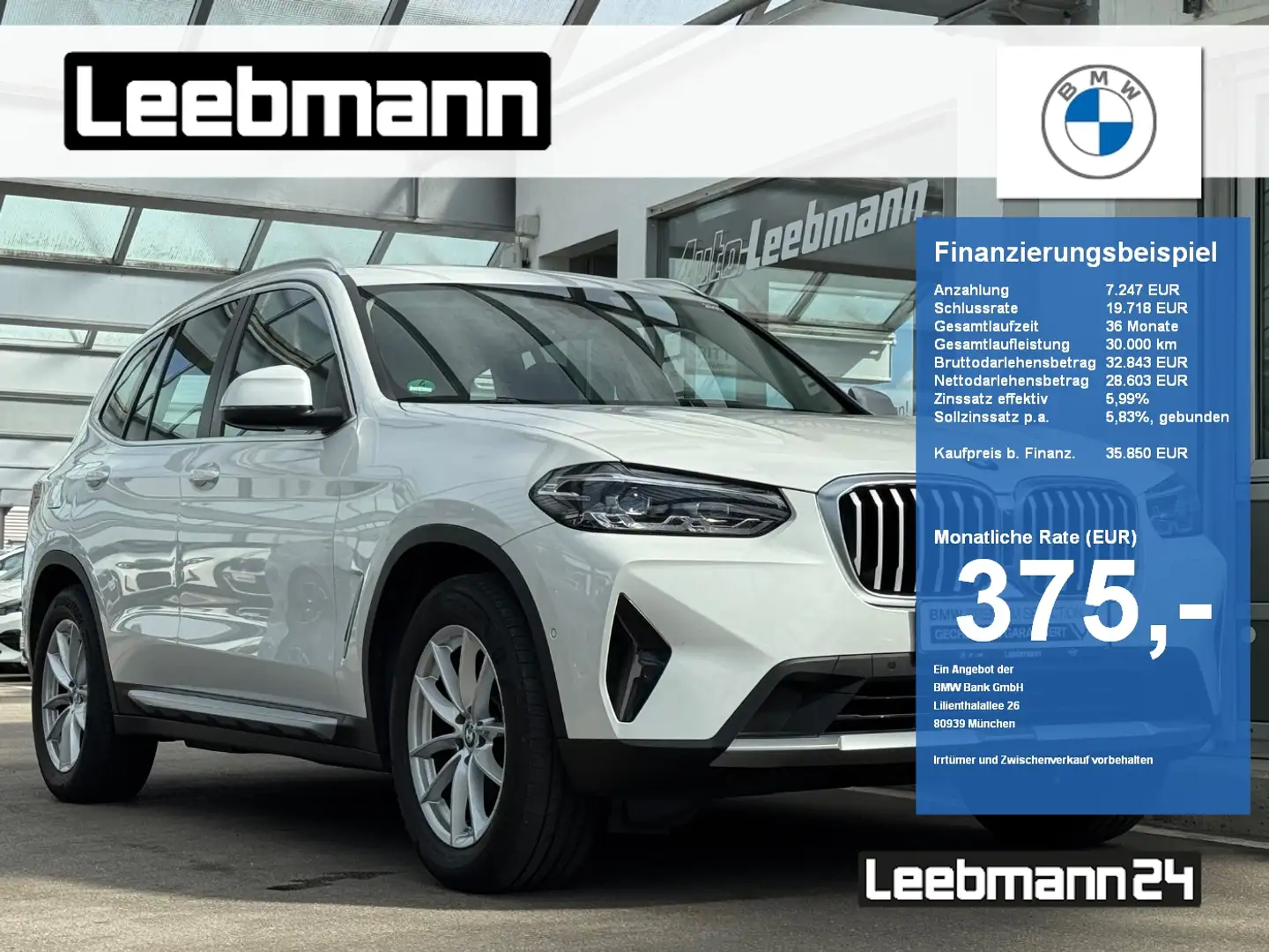 BMW X3 xDrive20d AHK/DrivAssi/LC-PRO 2 JAHRE GARANTIE Fehér - 1