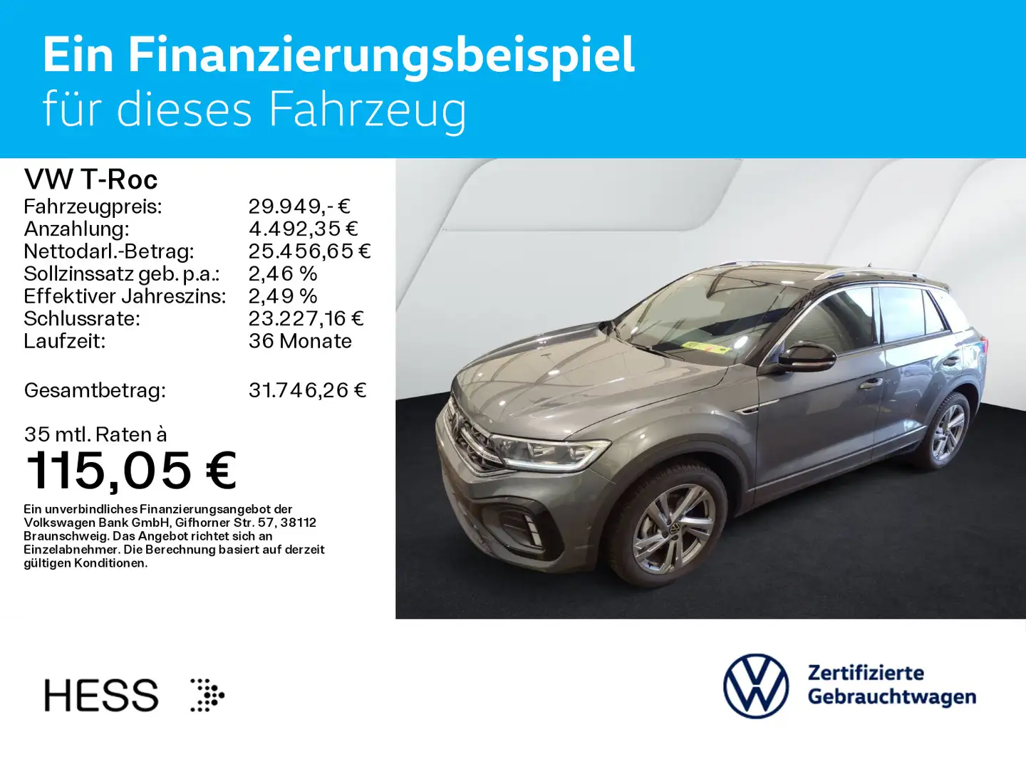 Volkswagen T-Roc T-ROC 1.5 TSI DSG R-LINE*LED*AHK*KAMERA*PDC*SHZ* Gris - 2