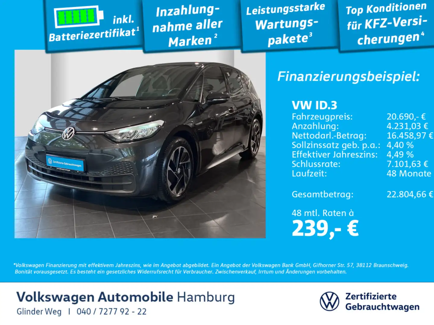 Volkswagen ID.3 Pure Performance DSG Wärmepumpe AppConnect Grau - 1