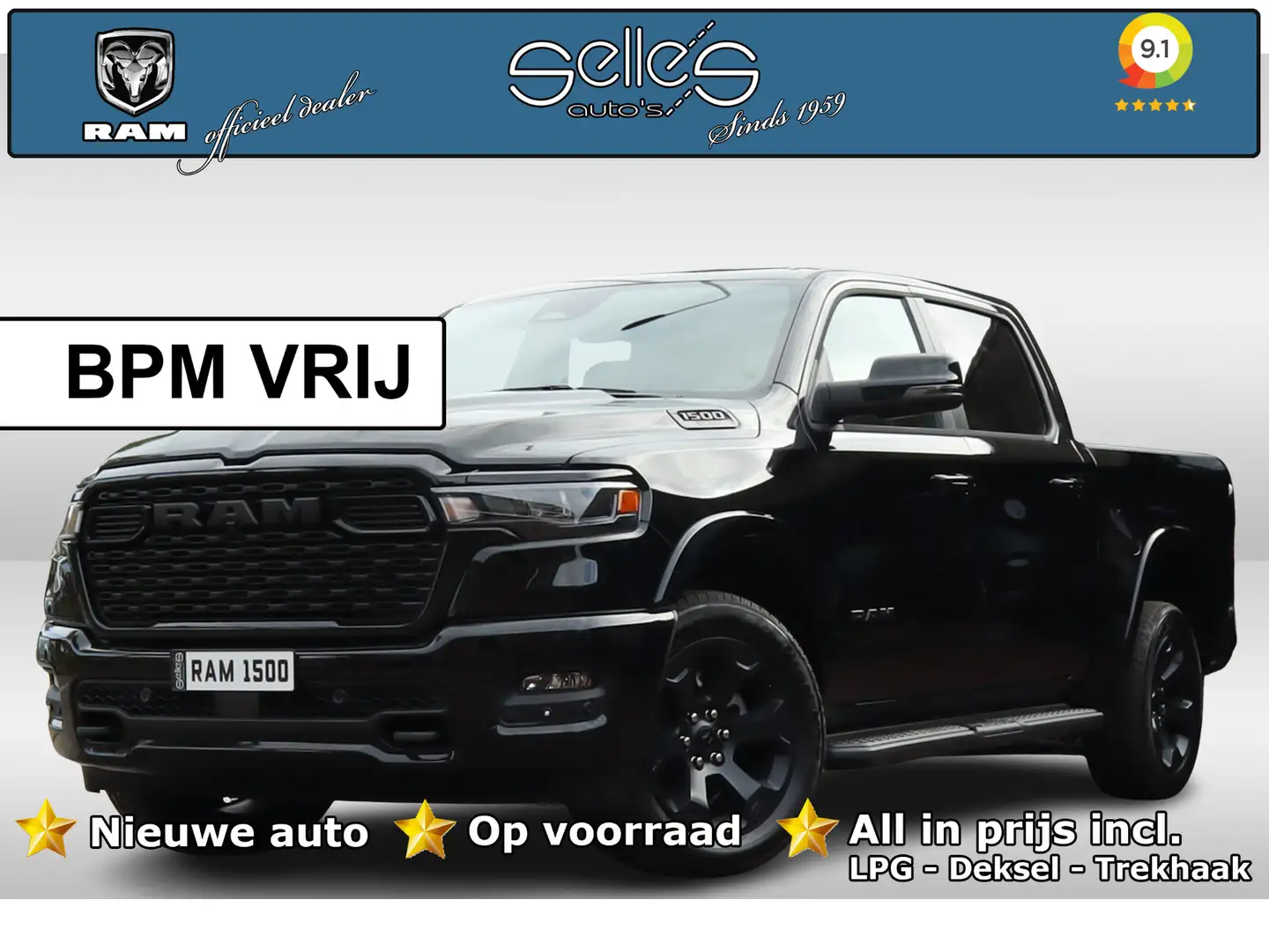 Dodge RAM 1500 2025 3.0L HURRICANE BIGHORN NIGHT | BPM VRIJ Noir - 1