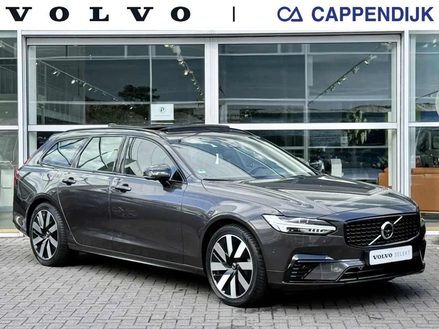 Volvo V90 T6 398PK AWD Recharge Ultra Dark FULL OPTIONS-Trek Grijs - 1