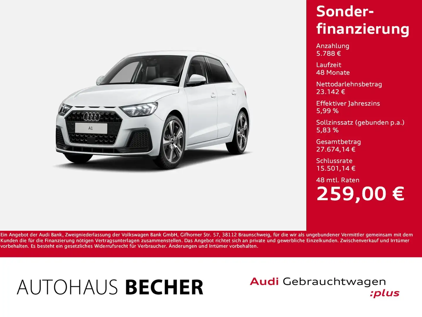 Audi A1 Sprtb. advanced 30 TFSI S tronic /CarPlay/LED Weiß - 1