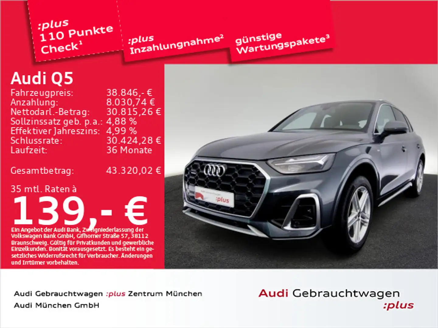 Audi Q5 40 TDI qu. S tronic S line AHK Navi LED Gris - 1